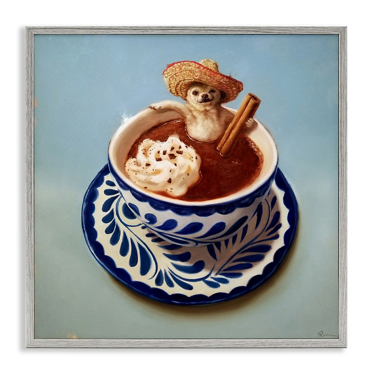 Stupell Industries Chihuahua Hot Chocolate Humor Framed Giclee Art